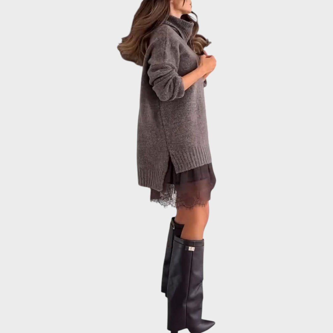 Bonnie – Oversized Knit and Lace Dress Set
