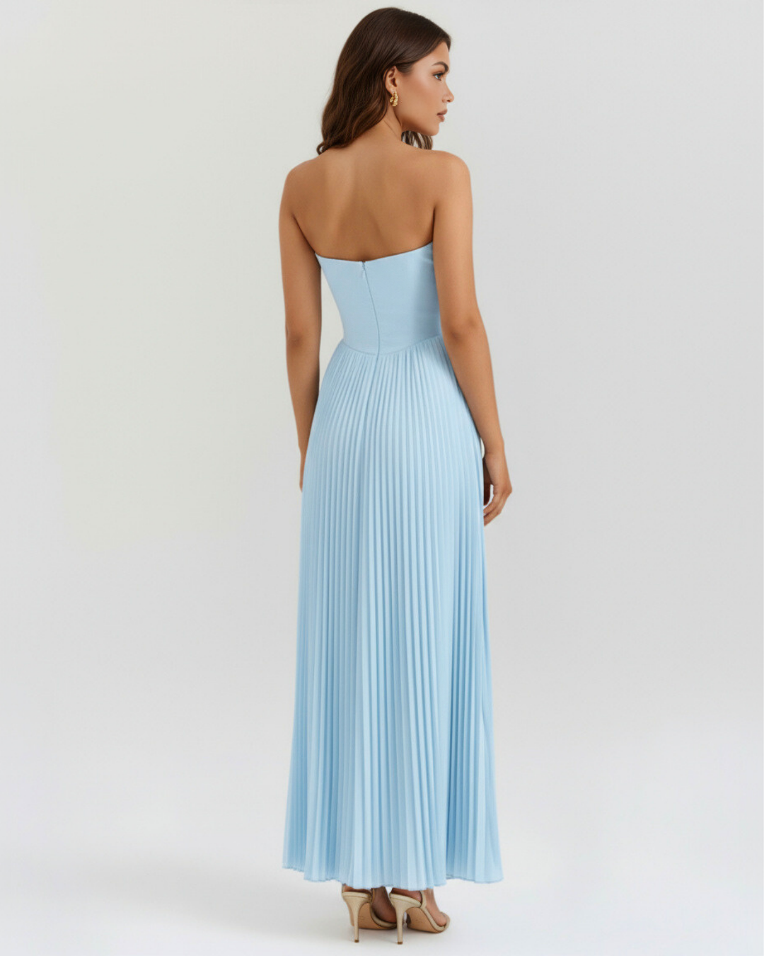 Nola – Ocean Blue Pleated Maxi Dress