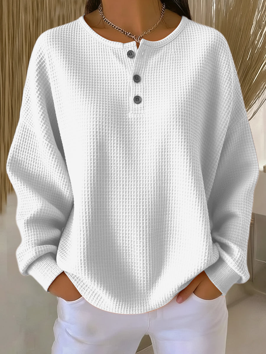 Mary – Casual Waffle Knit Sweatshirt