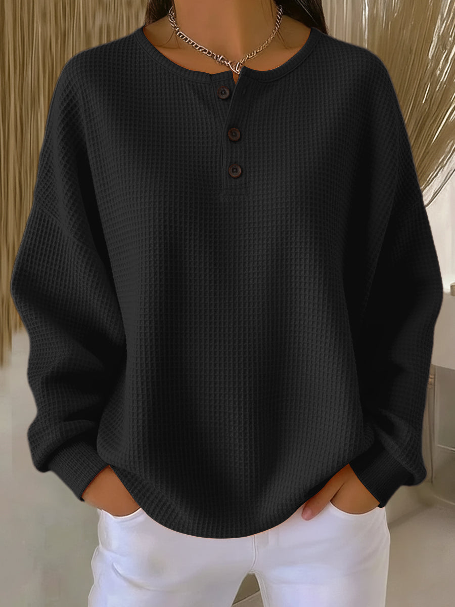 Mary – Casual Waffle Knit Sweatshirt