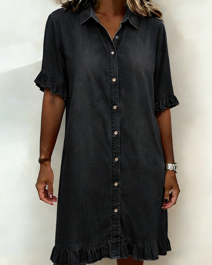 Georgie - Flattering Ruched Denim Dress