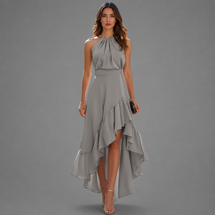 Carissa - Asymmetric Halterneck Midi Dress