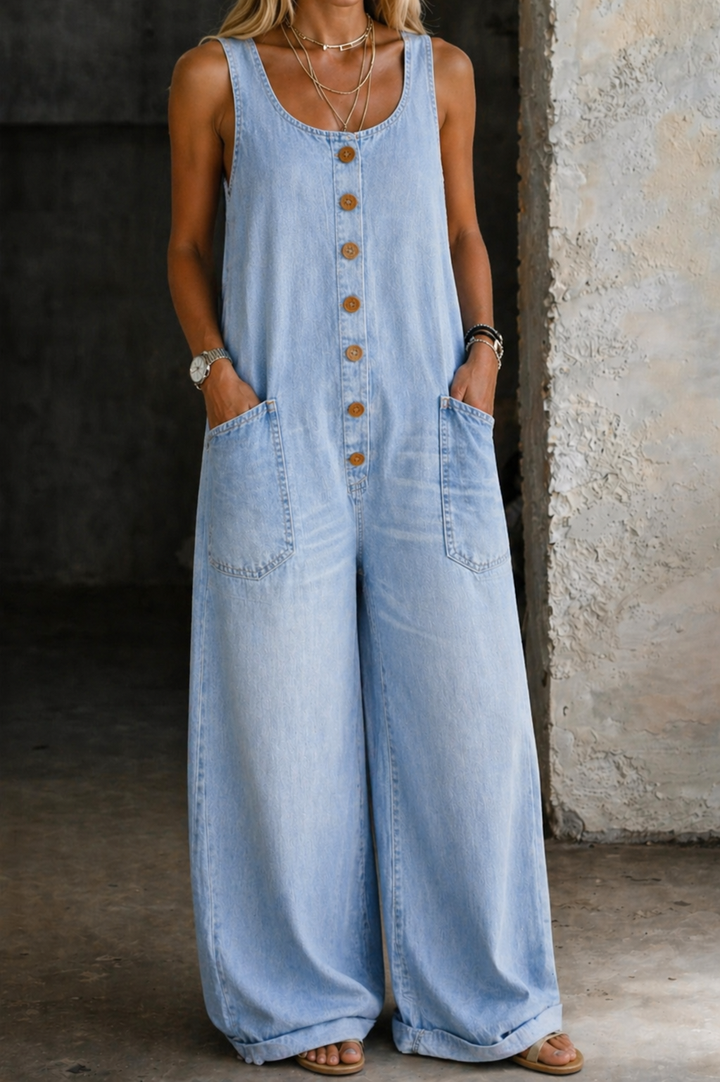 Mirelle - Vintage Washed Cotton Denim Overalls
