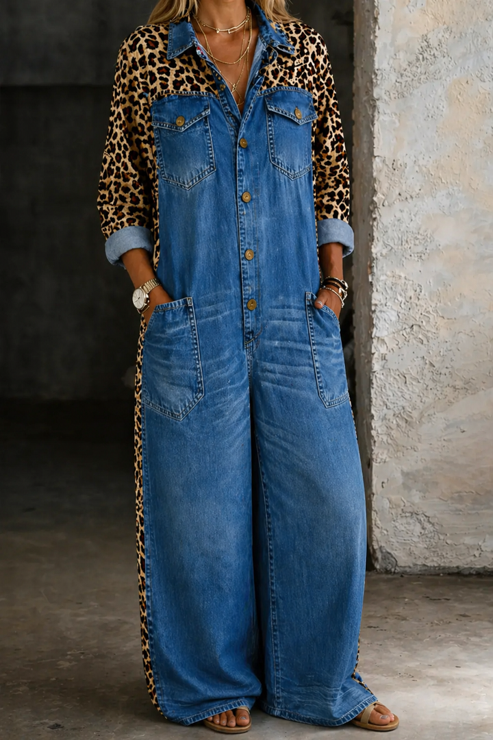 Delphi - One Piece Denim Shirt Jumpsuit