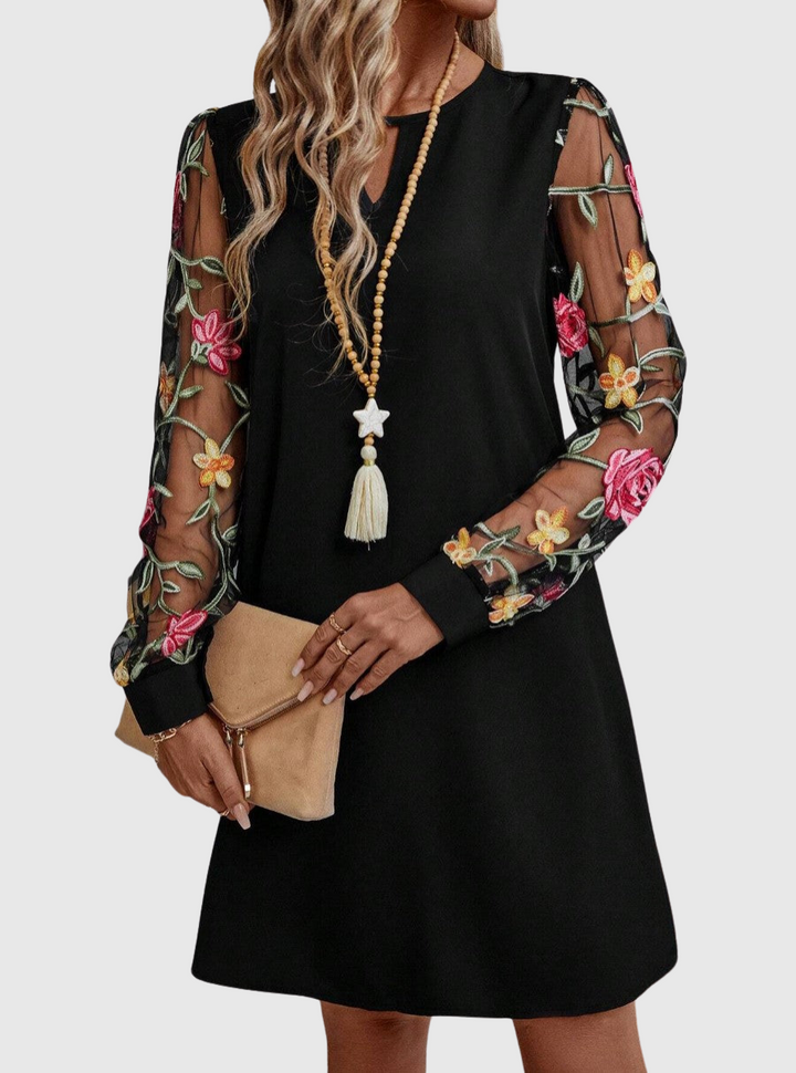 Enid – Elegant V-Neck Dress with Sleeves