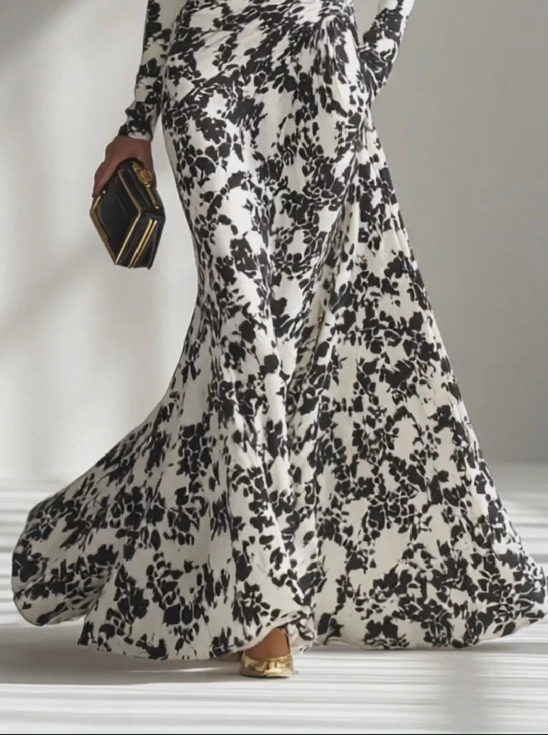 Elara – Black and White Wrap Dress