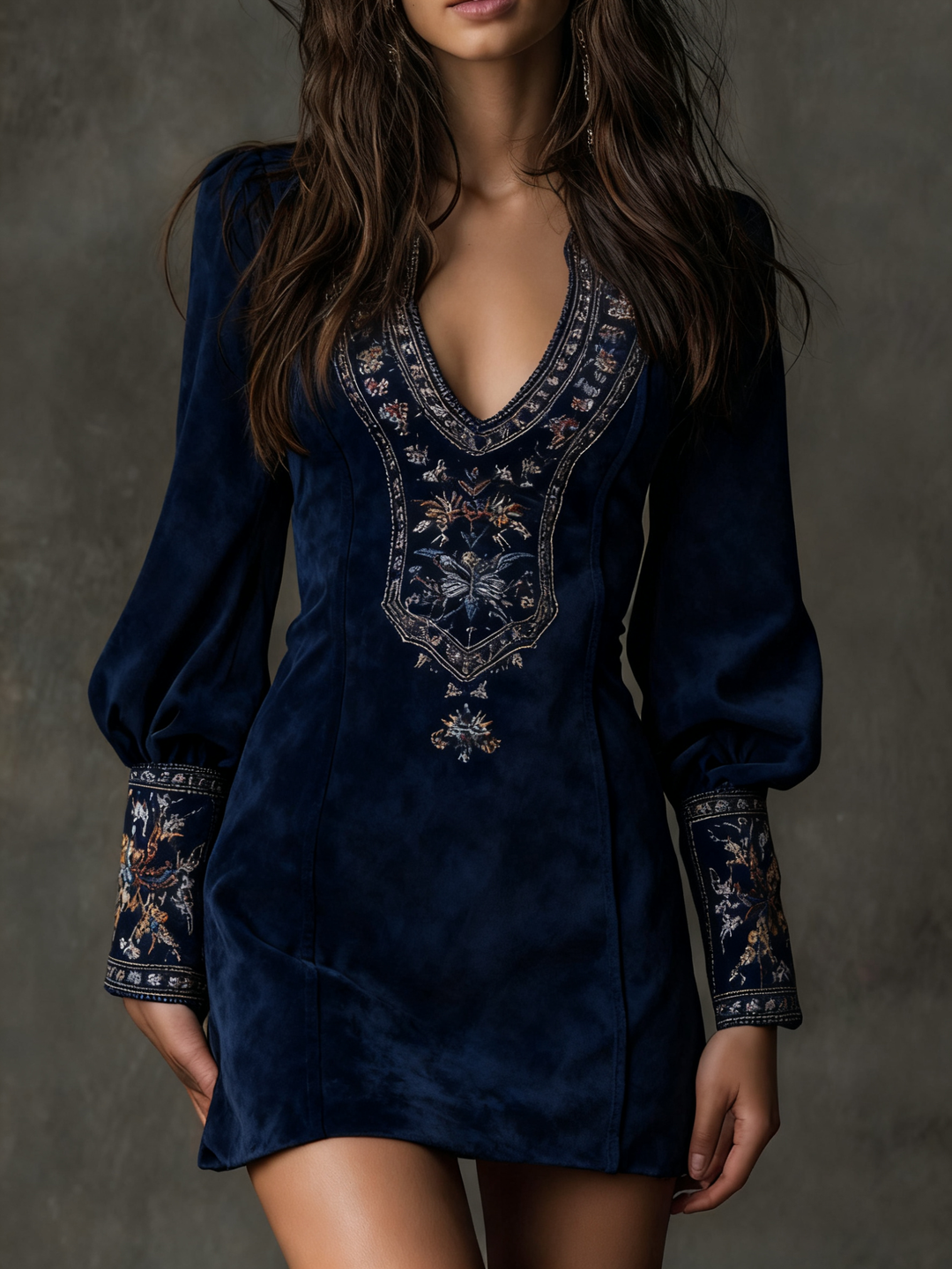 Emily – Short Suede-Effect Dress