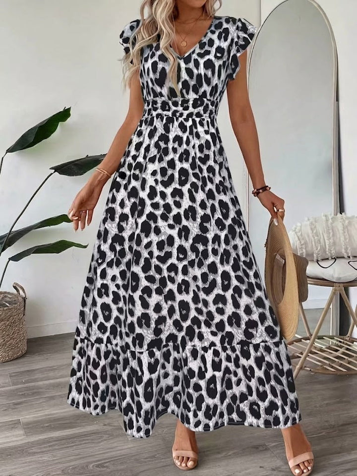 Serenella – Baroque Maxi Dress with V-Neckline