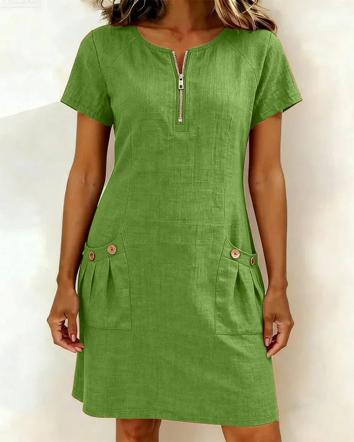Hallie – Lightweight Linen Cotton A-Line Dress