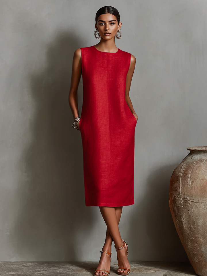 Aureliah – Sleeveless Midi Dress with Pockets