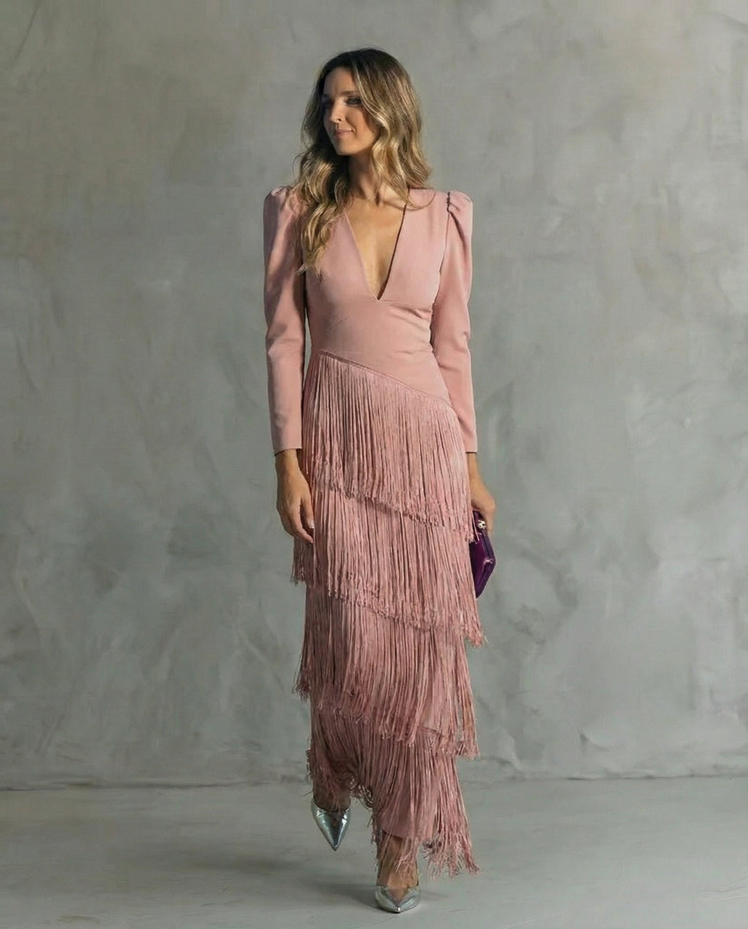Adeline – Elegant Fringe Sleeve Dress