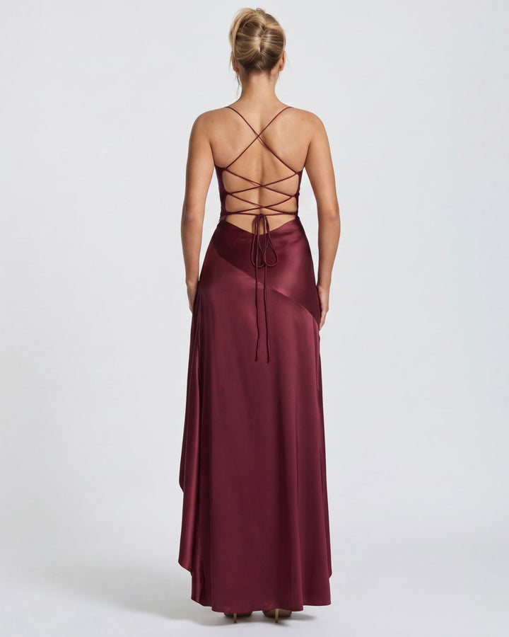 Isabeau - Elegant Draped Satin Muse Gown