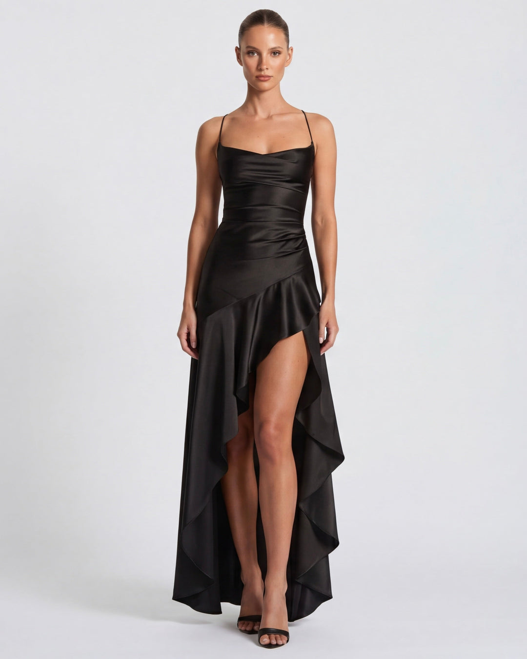 Isabeau - Elegant Draped Satin Muse Gown
