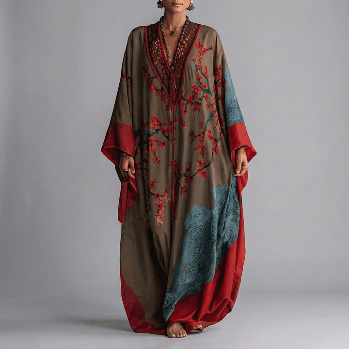 Iseult - Japanese Plum Blossom Maxi Dress