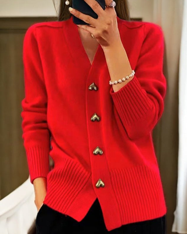 Livia™ | Elegant Cardigan with Heart Buttons